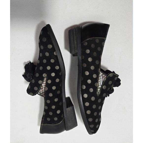 L’Artiste Klasik Women’s Loafers Spring Step Black Polka Dot Suede/Leather EU 38 - Picture 6 of 9